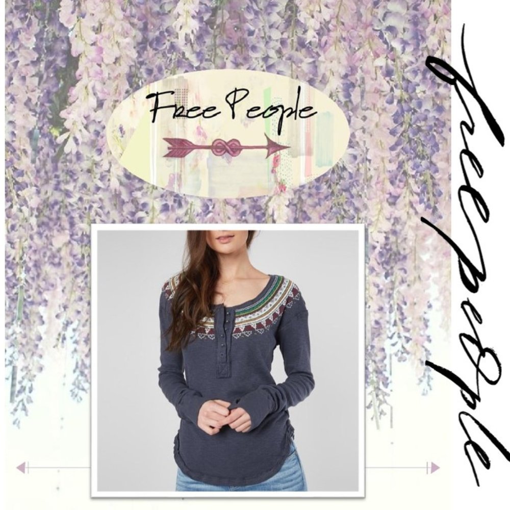 Free People Fairisle Thermal Henley Top Embroidery